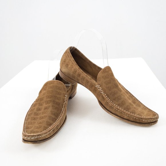 Vintage Bottega Veneta 8 Suede Butterfly Logo Loafers Tan - Picture 13 of 13